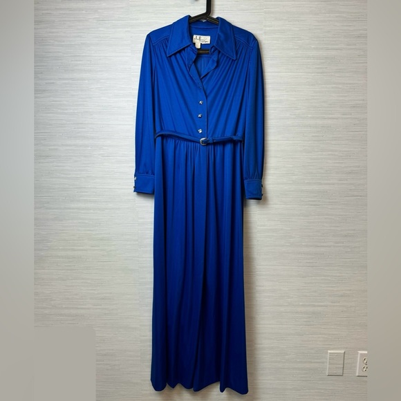 FAB Vintage 1970’s Joan Leslie by Kasper Royal Blue Evening Dress. Women’s 14 - Picture 1 of 9